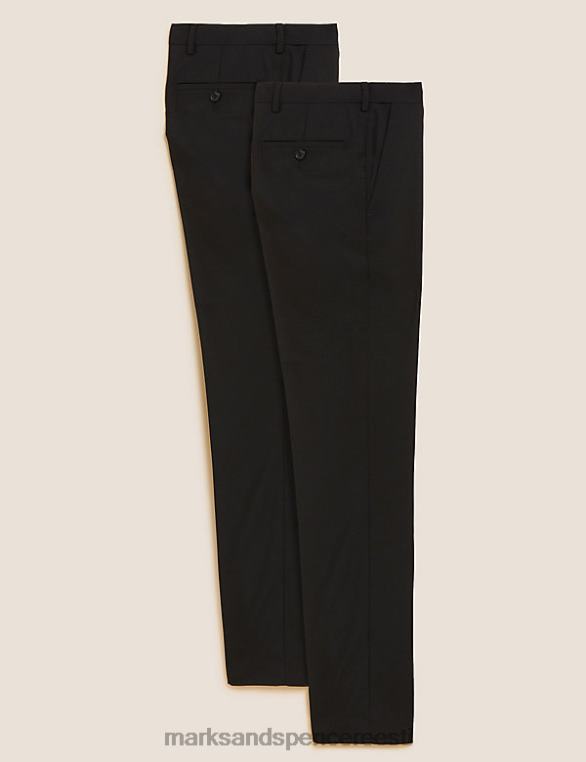 Riietus ee Marks & Spencer mehed 2pk slim fit aktiivse vöökohaga püksid must NZTRN5237