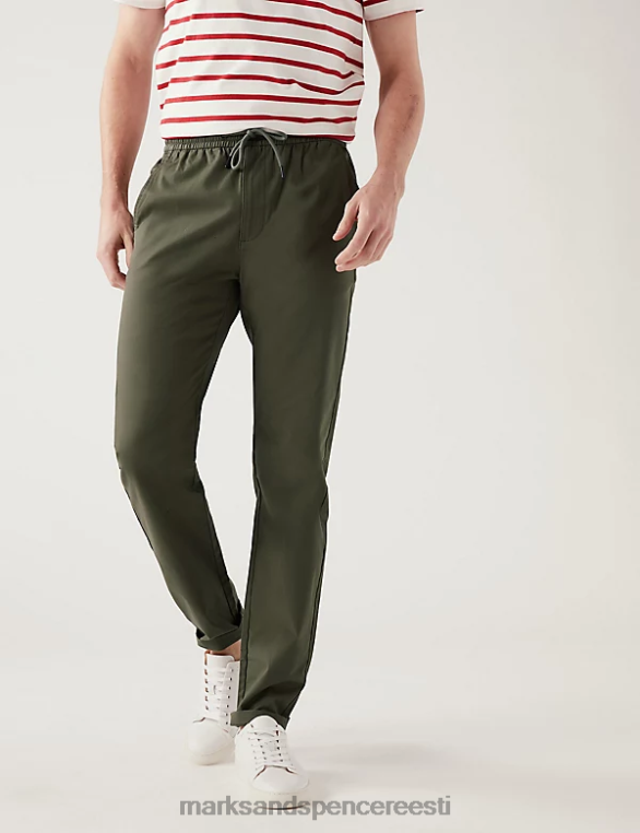 Riietus ee Marks & Spencer mehed kitseneva kujuga elastsed vöökohaga püksid khaki NZTRN5744