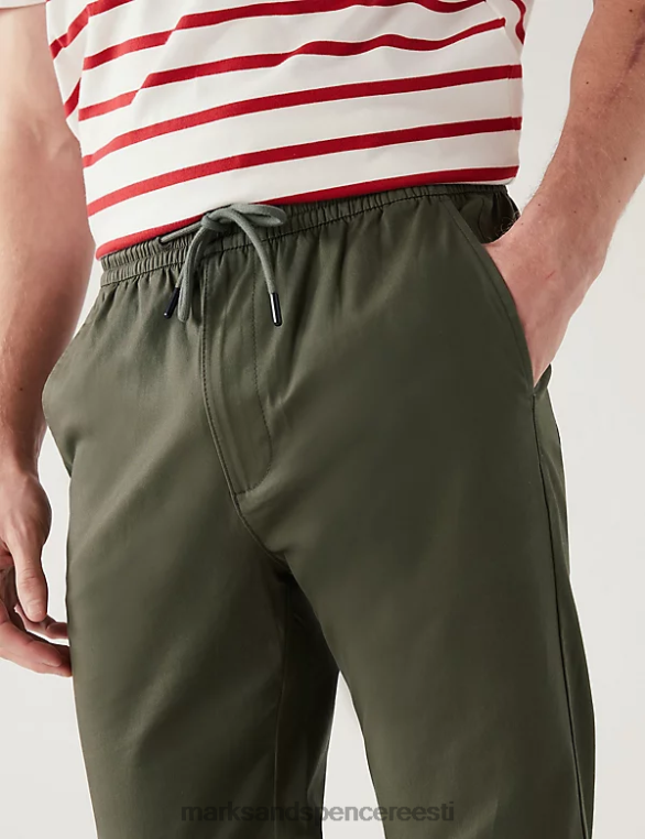 Riietus ee Marks & Spencer mehed kitseneva kujuga elastsed vöökohaga püksid khaki NZTRN5744