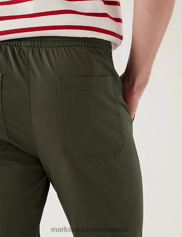 Riietus ee Marks & Spencer mehed kitseneva kujuga elastsed vöökohaga püksid khaki NZTRN5744