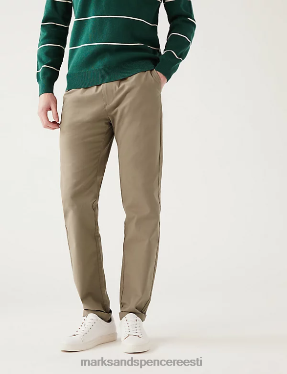 Riietus ee Marks & Spencer mehed kitseneva kujuga elastsed vöökohaga püksid kivi NZTRN5745