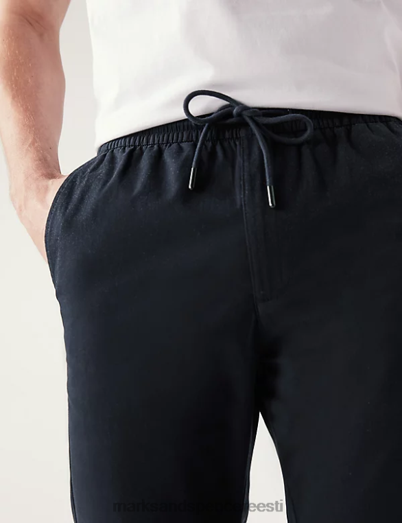 Riietus ee Marks & Spencer mehed kitseneva kujuga elastsed vöökohaga püksid merevägi NZTRN5352