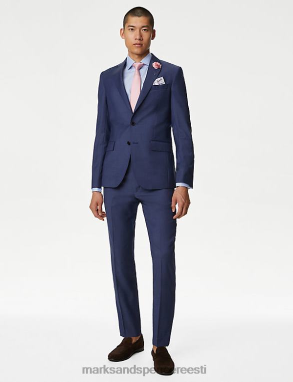 Riietus ee Marks & Spencer mehed kohandatud istuvusega puhtast villast ülikonnapüksid chambray NZTRN5832