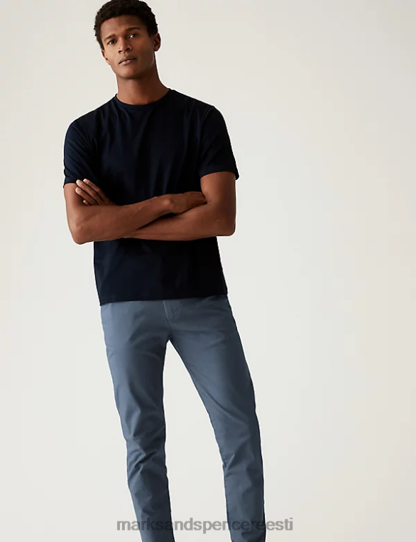 Riietus ee Marks & Spencer mehed skinny fit stretch chino helesinine NZTRN5316