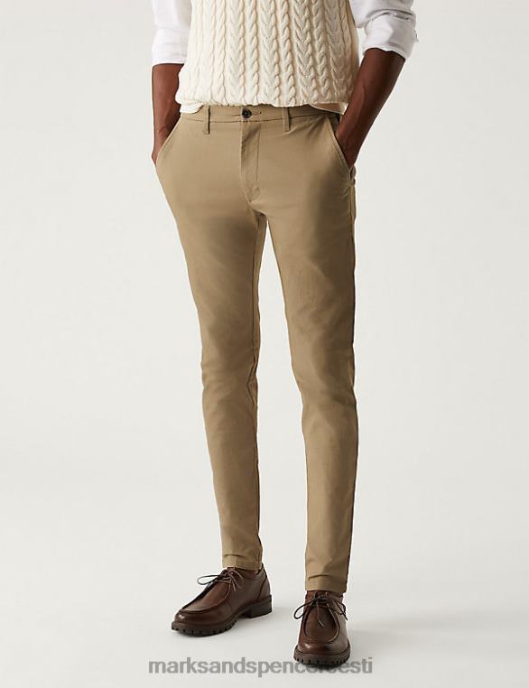 Riietus ee Marks & Spencer mehed skinny fit stretch chino tume kivi NZTRN5314