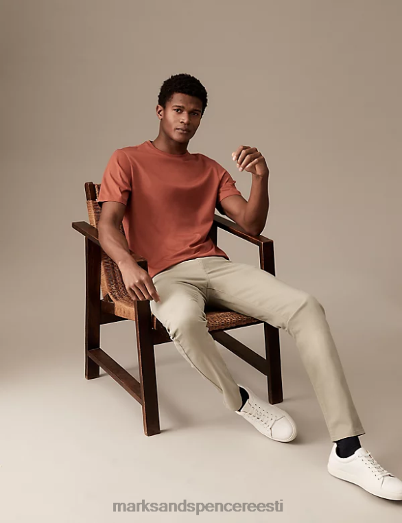 Riietus ee Marks & Spencer mehed slim fit itaalia 5 taskuga püksid savi NZTRN5878