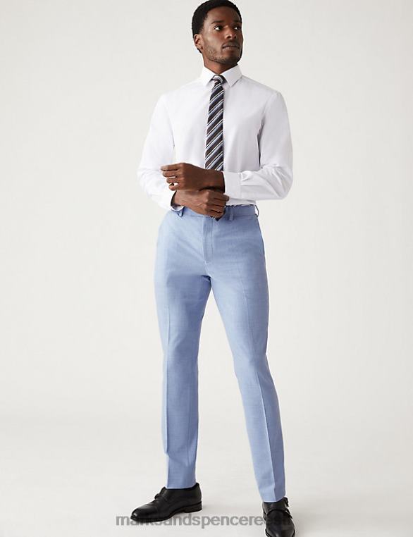 Riietus ee Marks & Spencer mehed slim fit marl veniv ülikond püksid pehme sinine NZTRN5429