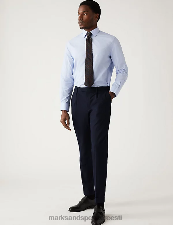 Riietus ee Marks & Spencer mehed slim fit pinstripe veniv ülikond püksid merevägi NZTRN6863