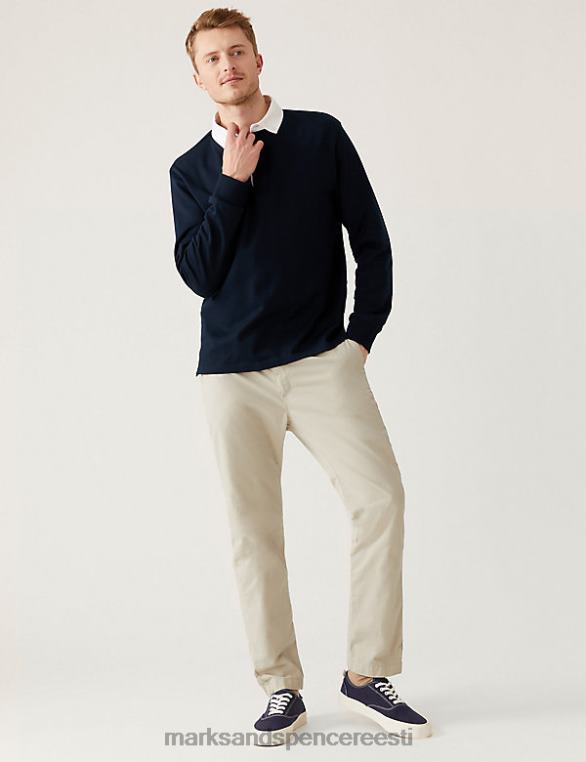 Riietus ee Marks & Spencer mehed slim fit poolkummiga vöökohaga püksid ekru NZTRN5825