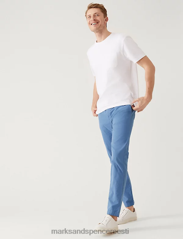 Riietus ee Marks & Spencer mehed slim fit poolkummiga vöökohaga püksid helesinine NZTRN5826