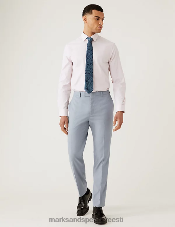 Riietus ee Marks & Spencer mehed slim fit puppytooth ülikonna püksid tumesinine NZTRN5765