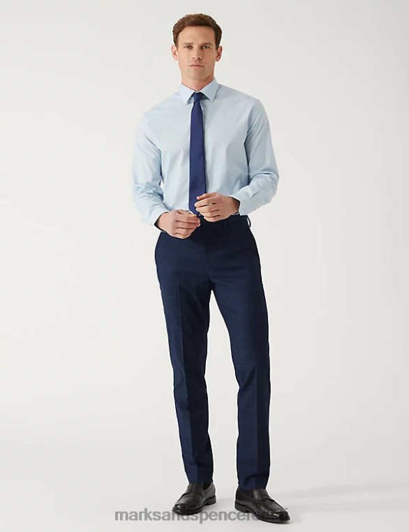 Riietus ee Marks & Spencer mehed slim fit tšekiülikonna püksid sinine NZTRN5033