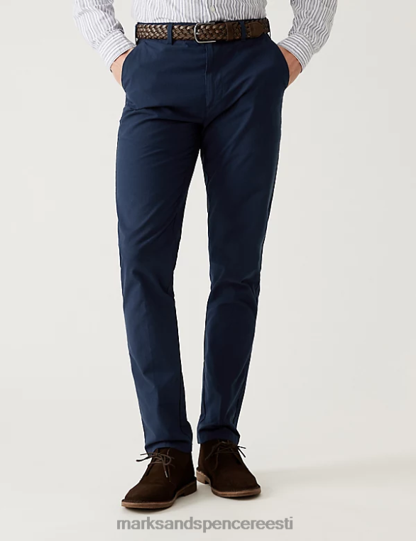 Riietus ee Marks & Spencer mehed slim fit tekstuuriga vööga chino merevägi NZTRN6111