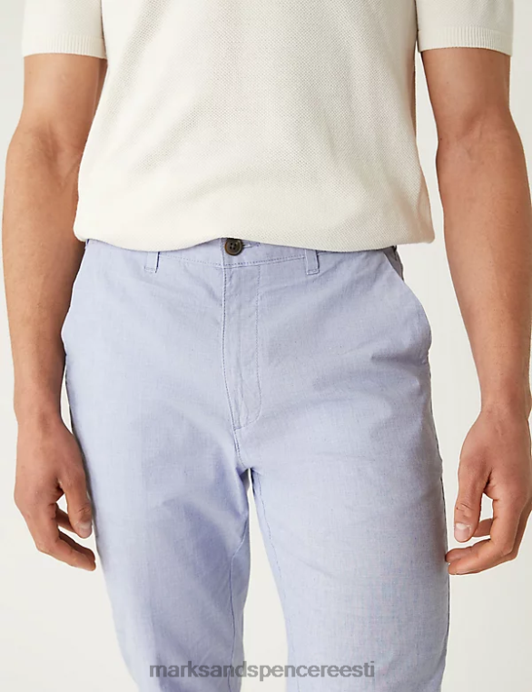 Riietus ee Marks & Spencer mehed slim fit tekstuuriga veniv chino keskmine sinine NZTRN6034