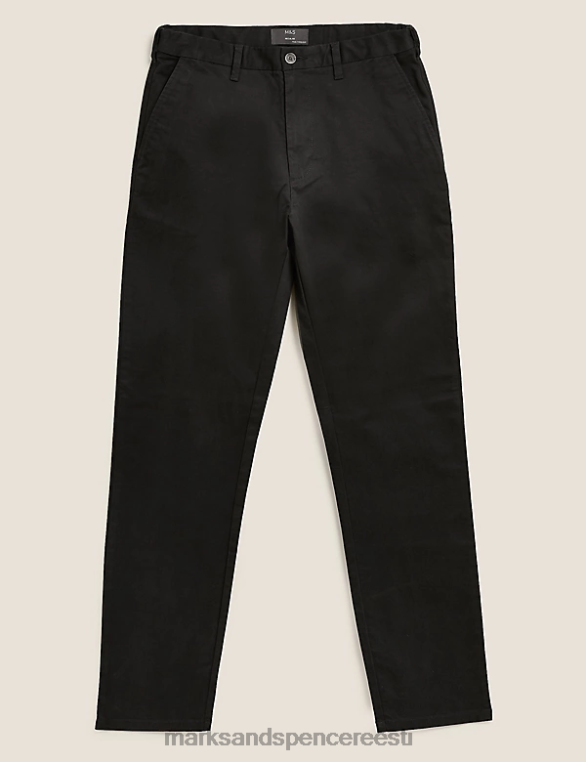 Riietus ee Marks & Spencer mehed suured ja pikad veniv chino-kinopüksid must segu NZTRN7304