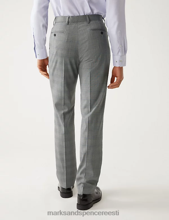 Riietus ee Marks & Spencer mehed tavalised prints Walesi ruuduülikonna püksid hall segu NZTRN6567