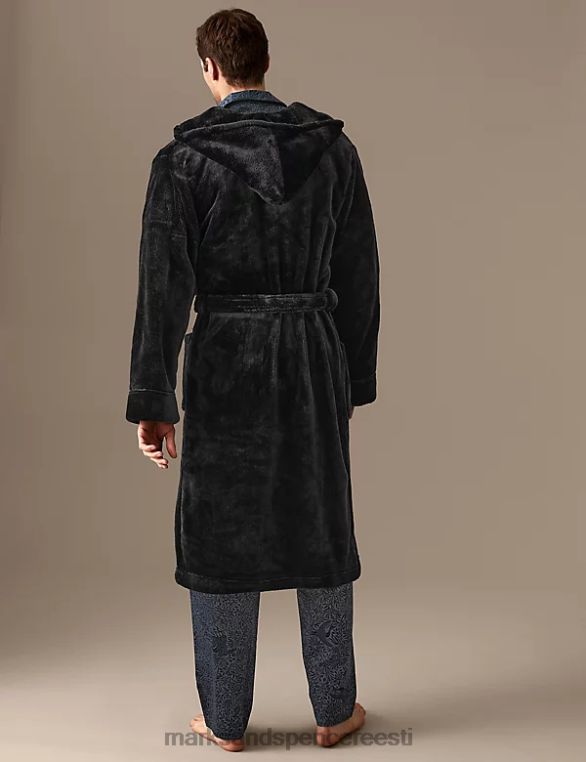 Riietus ee Marks & Spencer mehed fliisist ülipehme hommikumantel must NZTRN5761
