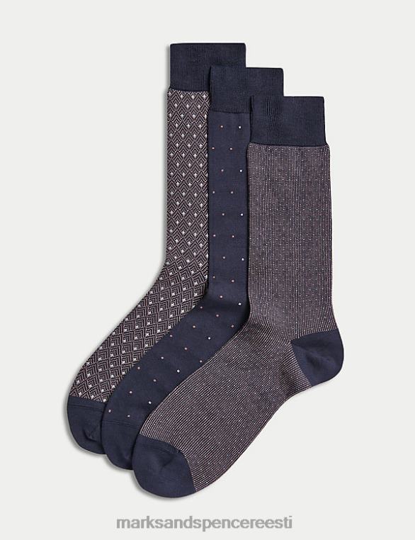 Riietus ee Marks & Spencer mehed 3 tk Egiptuse puuvillast rikkalikud sokid roosa segu NZTRN5679