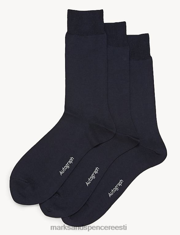 Riietus ee Marks & Spencer mehed 3 tk modaalpima puuvillased sokid merevägi NZTRN5734