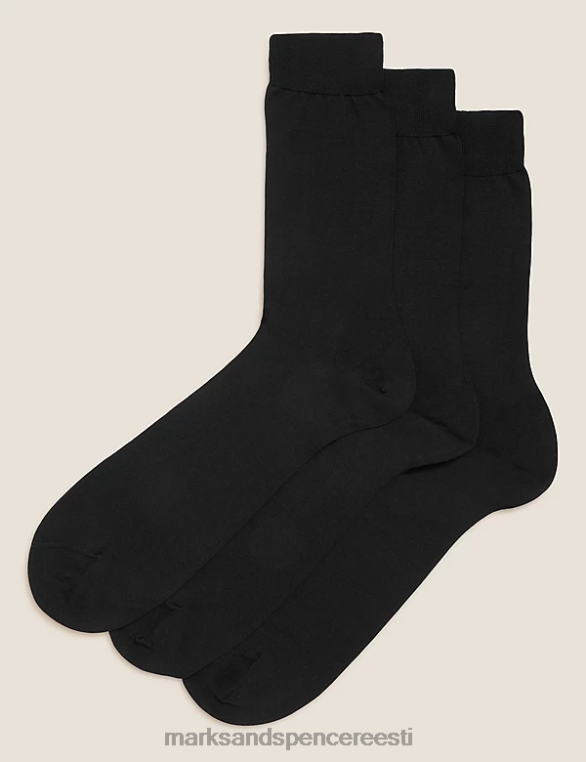 Riietus ee Marks & Spencer mehed 3 tk puhtast puuvillast sokid must NZTRN6903