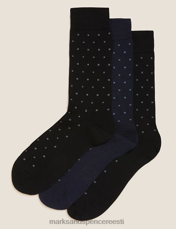 Riietus ee Marks & Spencer mehed 3pk täpilised meriinovillased sokid hall segu NZTRN7096