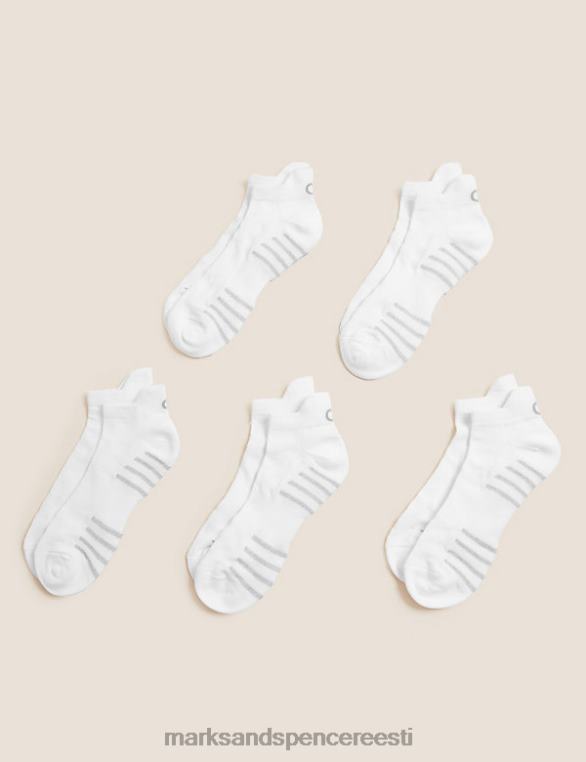 Riietus ee Marks & Spencer mehed 5pk freshfeet trenažööri lainerid valge NZTRN6035