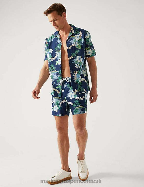 Riietus ee Marks & Spencer mehed kiiresti kuivavad hawaii mustriga ujumispüksid mereväe segu NZTRN6077