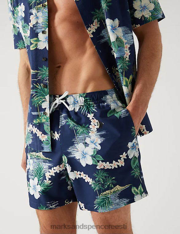 Riietus ee Marks & Spencer mehed kiiresti kuivavad hawaii mustriga ujumispüksid mereväe segu NZTRN6077