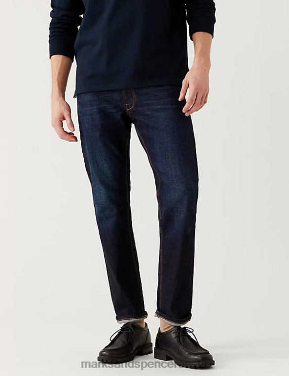 Riietus ee Marks & Spencer mehed õhukesed jaapani äärisega venivad teksad indigo NZTRN5837