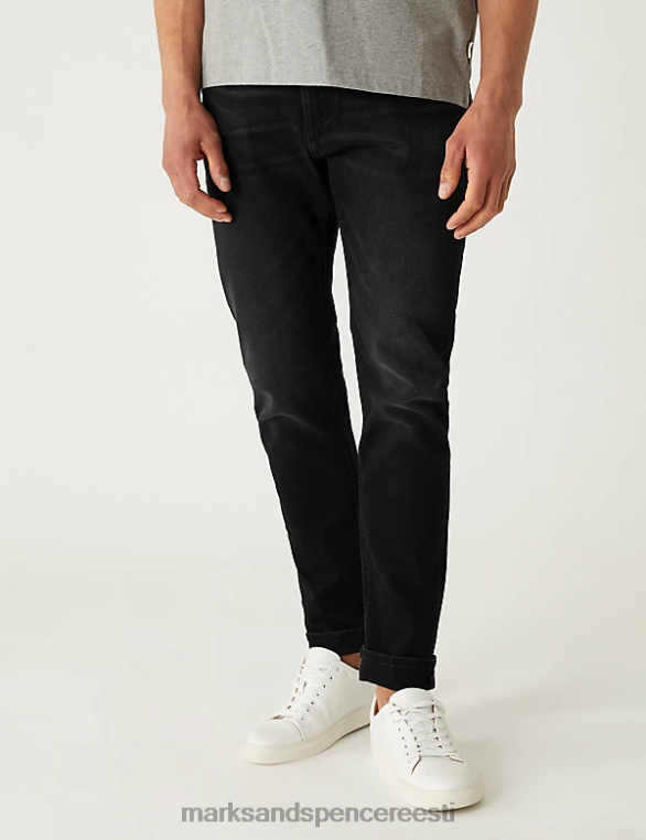 Riietus ee Marks & Spencer mehed kitsad vööga venivad teksad must NZTRN5763