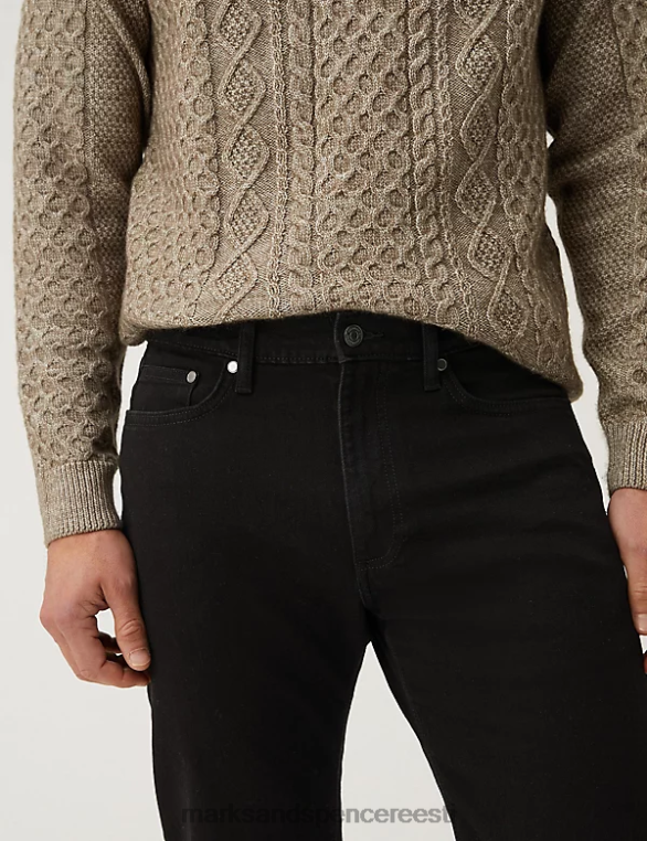 Riietus ee Marks & Spencer mehed lühema pikkusega sirge lõikega stretšteksased must NZTRN6983