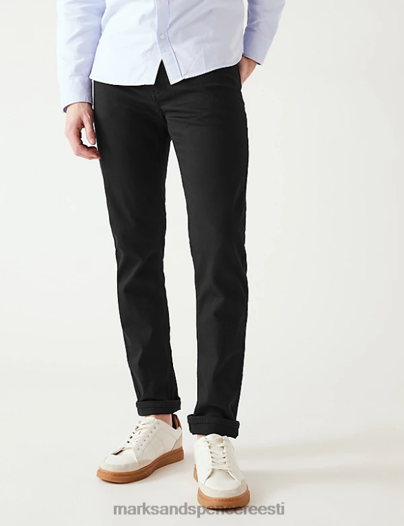 Riietus ee Marks & Spencer mehed lühema pikkusega slim fit 360 flex teksad must NZTRN6322