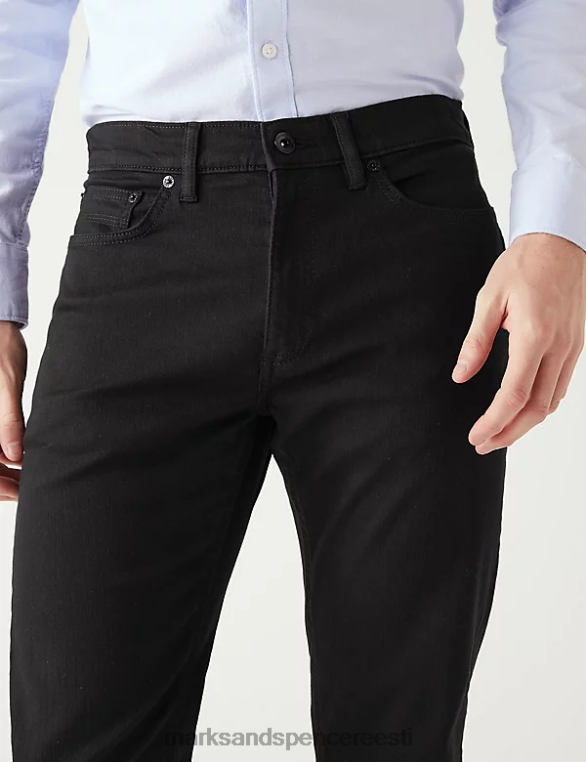 Riietus ee Marks & Spencer mehed lühema pikkusega slim fit 360 flex teksad must NZTRN6322