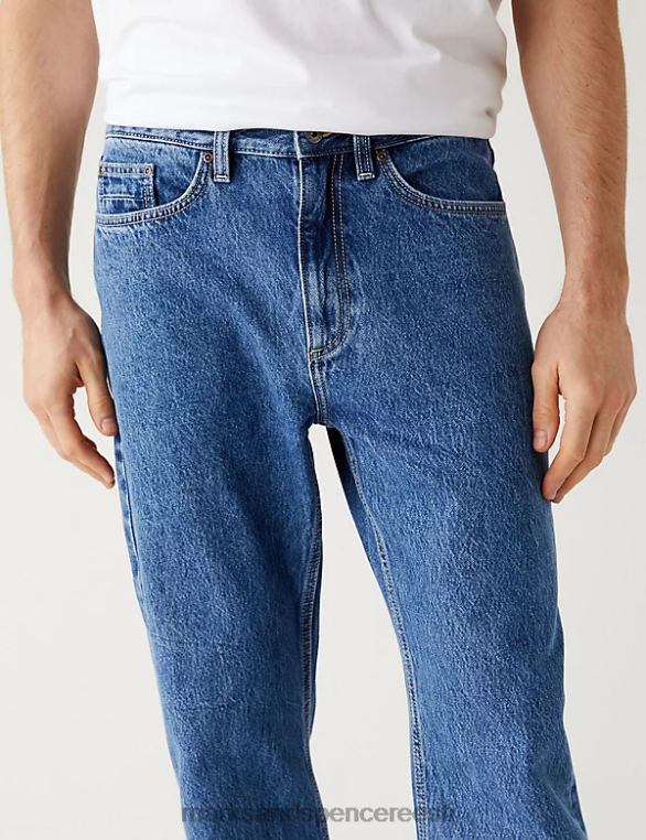 Riietus ee Marks & Spencer mehed lahtised jäigad vintage pesuteksad keskmine sinine NZTRN5970