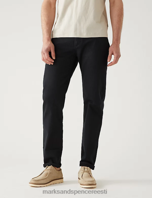 Riietus ee Marks & Spencer mehed sirge istumisega 360 painduvad teksad must NZTRN7038