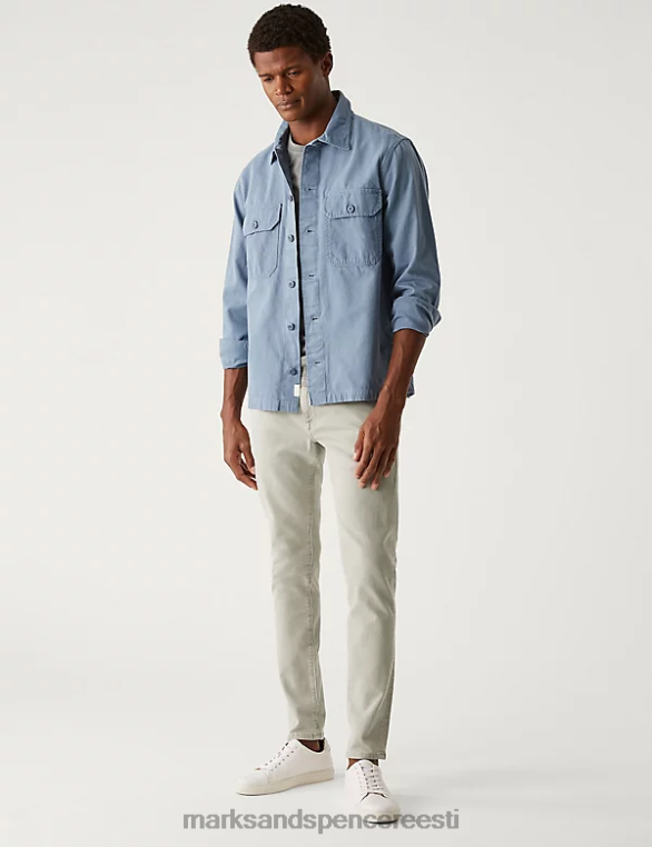 Riietus ee Marks & Spencer mehed skinny fit teega värvitud venivad teksad helehall NZTRN5681