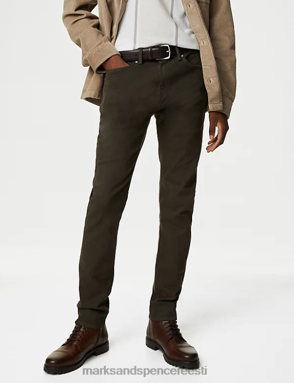 Riietus ee Marks & Spencer mehed slim fit teega värvitud stretch teksad šokolaadi NZTRN5776