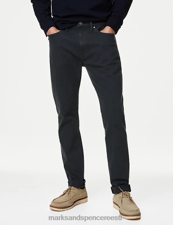 Riietus ee Marks & Spencer mehed slim fit teega värvitud stretch teksad süsi NZTRN5778