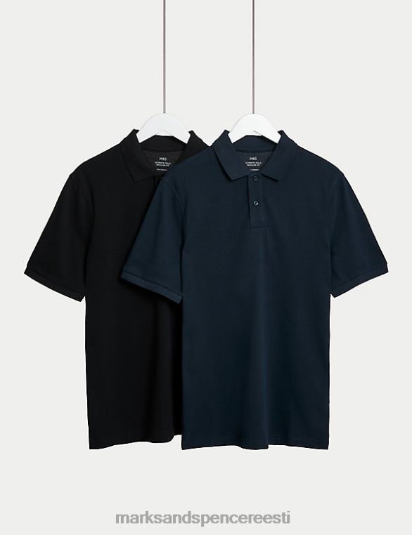 Riietus ee Marks & Spencer mehed 2 pakki puhtast puuvillast polosärke must segu NZTRN6453
