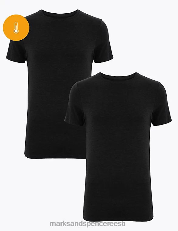 Riietus ee Marks & Spencer mehed 2pk heatgen light termiline lühikeste varrukatega topp must NZTRN7340