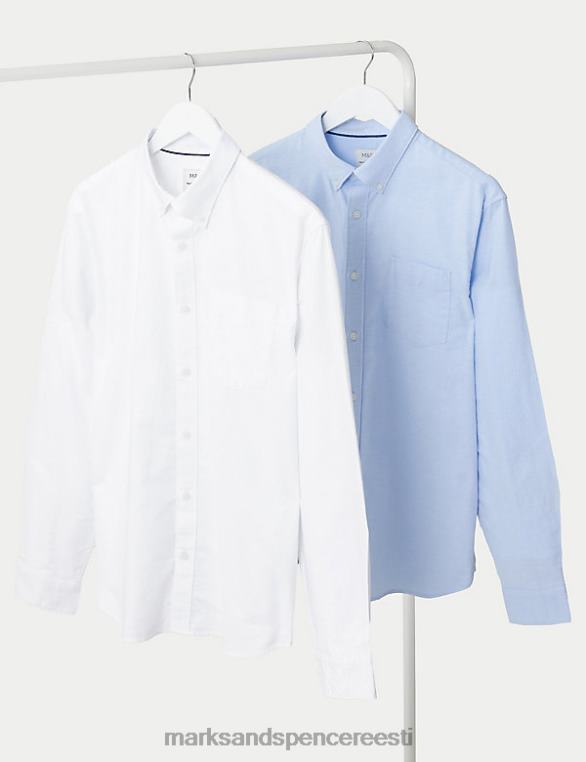 Riietus ee Marks & Spencer mehed 2pk lihtne triikida puhtast puuvillast oxfordi särgid helesinine segu NZTRN6198