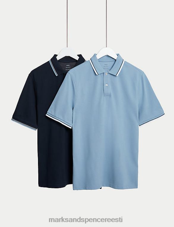 Riietus ee Marks & Spencer mehed 2pk puhtast puuvillast polo särgid mereväe segu NZTRN5112