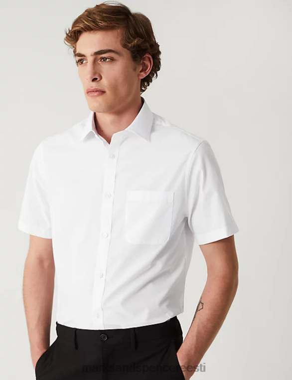 Riietus ee Marks & Spencer mehed 3pk kohandatud lühikeste varrukatega särgid valge NZTRN7016