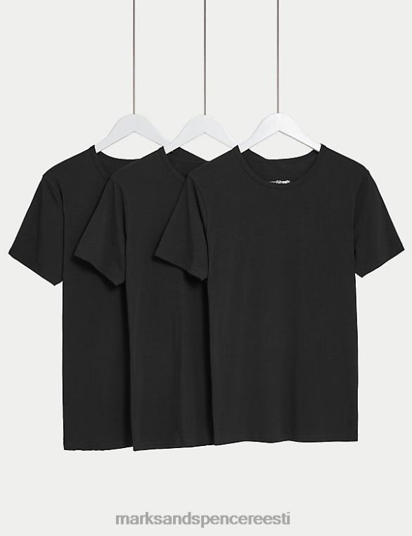 Riietus ee Marks & Spencer mehed 3pk lahedad ja värsked t-särgivestid must NZTRN6877