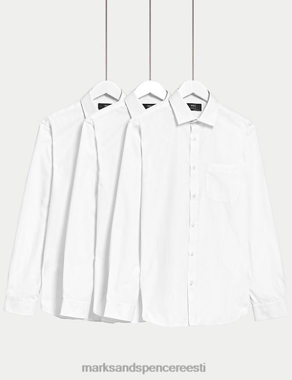 Riietus ee Marks & Spencer mehed 3pk skinny fit pikkade varrukatega särgid valge NZTRN6571