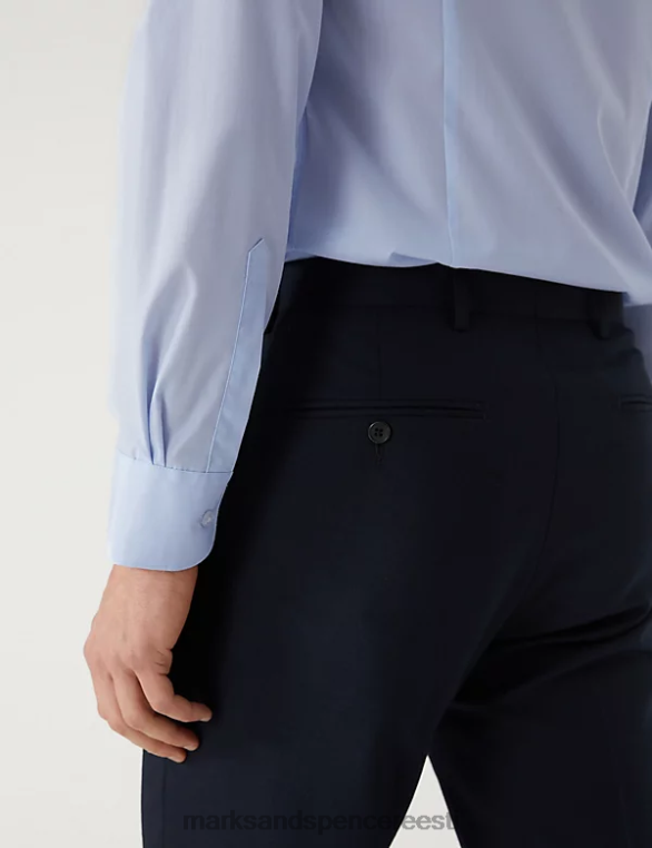 Riietus ee Marks & Spencer mehed 3pk slim fit lihtne triikida pikkade varrukatega särgid sinine segu NZTRN5516
