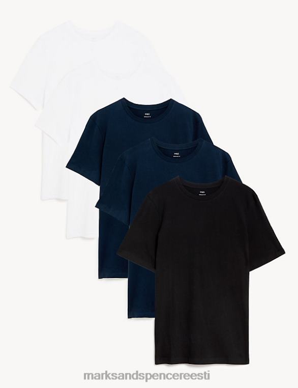 Riietus ee Marks & Spencer mehed 5pk puhtast puuvillast kaelusega T-särgid mereväe segu NZTRN5803