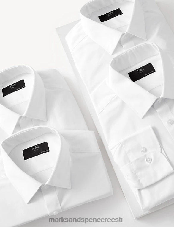 Riietus ee Marks & Spencer mehed 5pk slim fit pikkade varrukatega särgid valge segu NZTRN6713