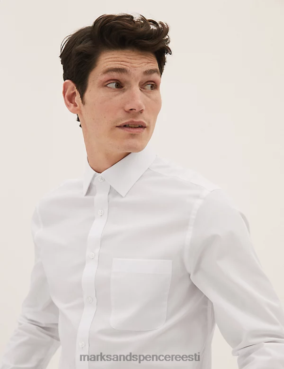 Riietus ee Marks & Spencer mehed 5pk slim fit pikkade varrukatega särgid valge segu NZTRN6713