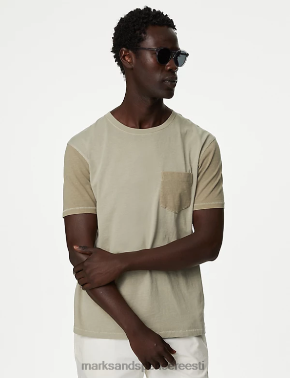 Riietus ee Marks & Spencer mehed Woodhouse puhtast puuvillast lapitehnikas t-särk loomulik NZTRN5378